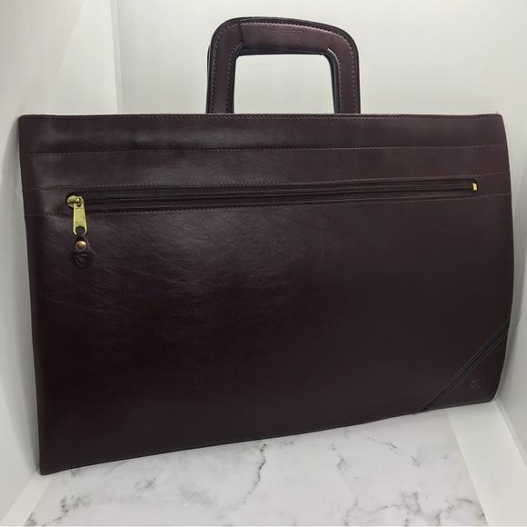 Vintage Burgundy Leather Document Case With Handles 11 X 17 in - Picture 8 of 16